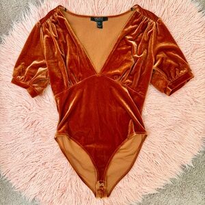 Forever 21 Dark Orange Velvet Bodysuit
